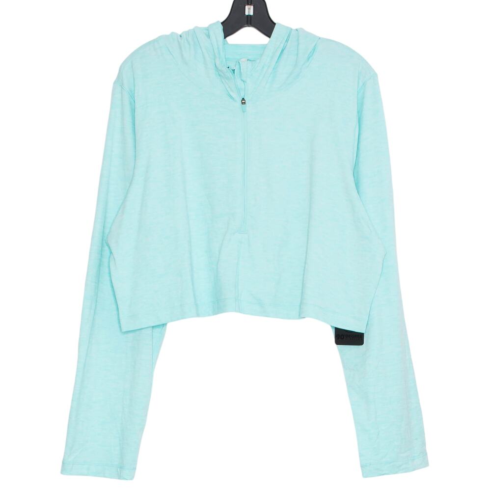 NWT 90 Degrees Cropped‎ Hoodie 1/2 Zip Y2K Athleisure Minimalist Lounge Blue XL